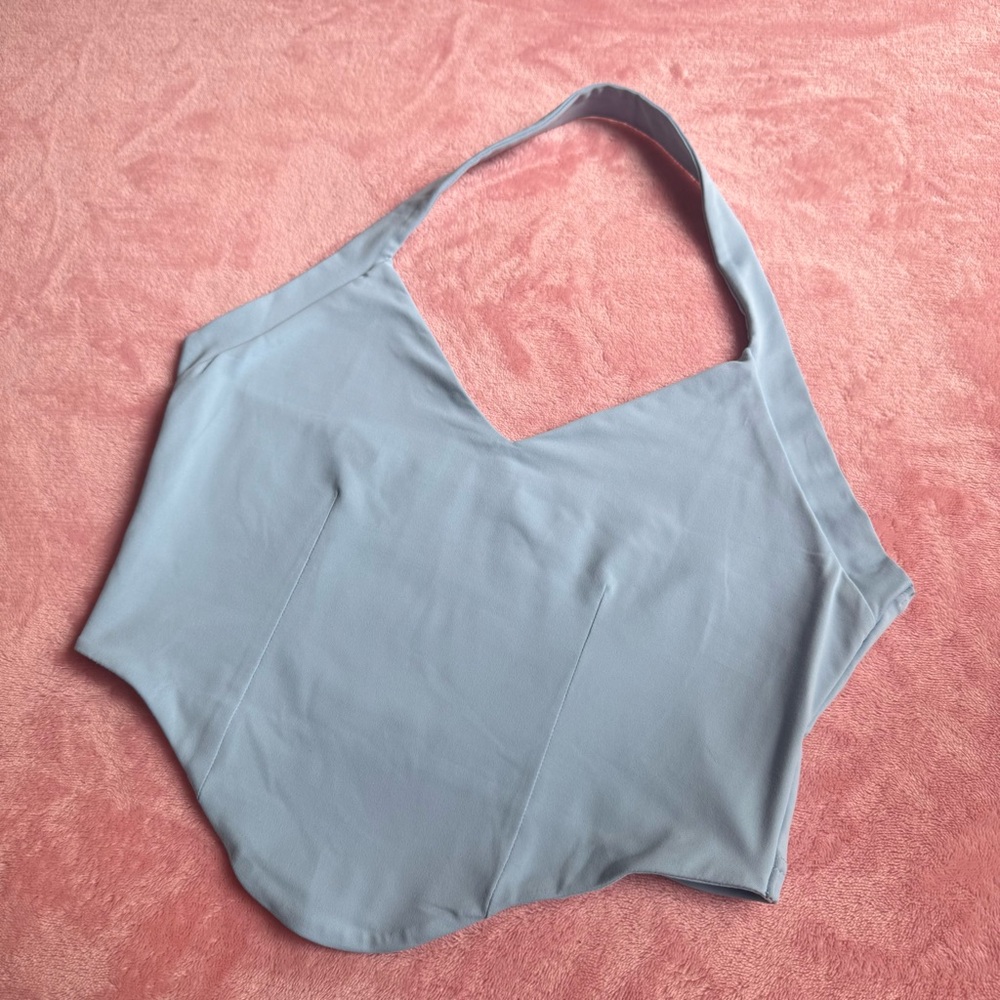 ReoRia NWOT Never Worn Baby Blue Halter Top  Corset Style Workout Gym Bralette